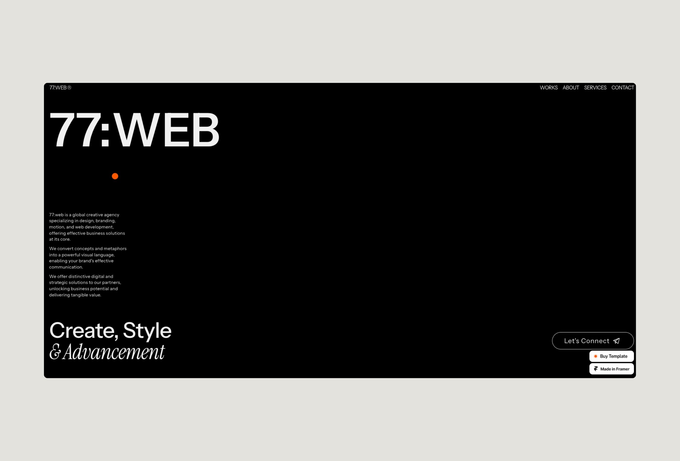Screenshot 2 for 77:WEB, a Framer Marketplace template by Danny.