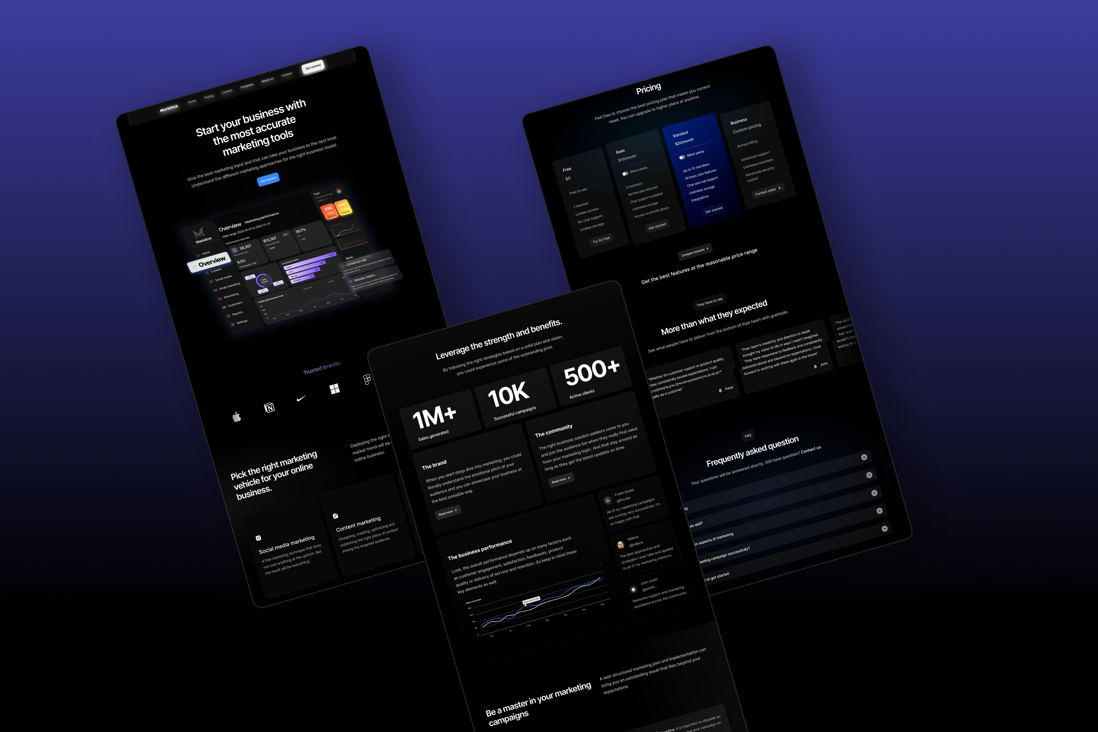 Screenshot 1 for Markitick, a Framer Marketplace template by Rishad.