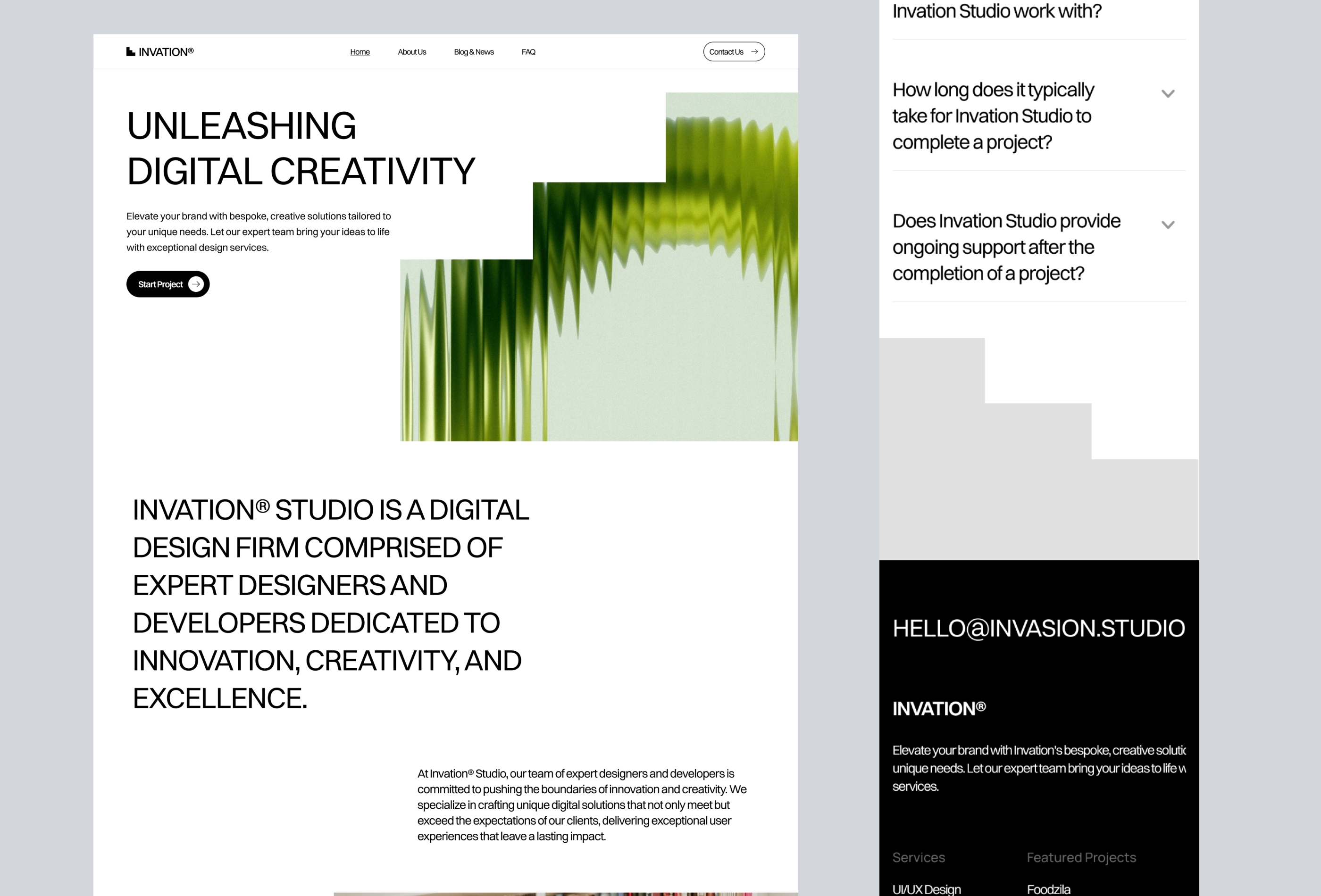 Screenshot 2 for Invation Studio, a Framer Marketplace template by Vektora Studio.