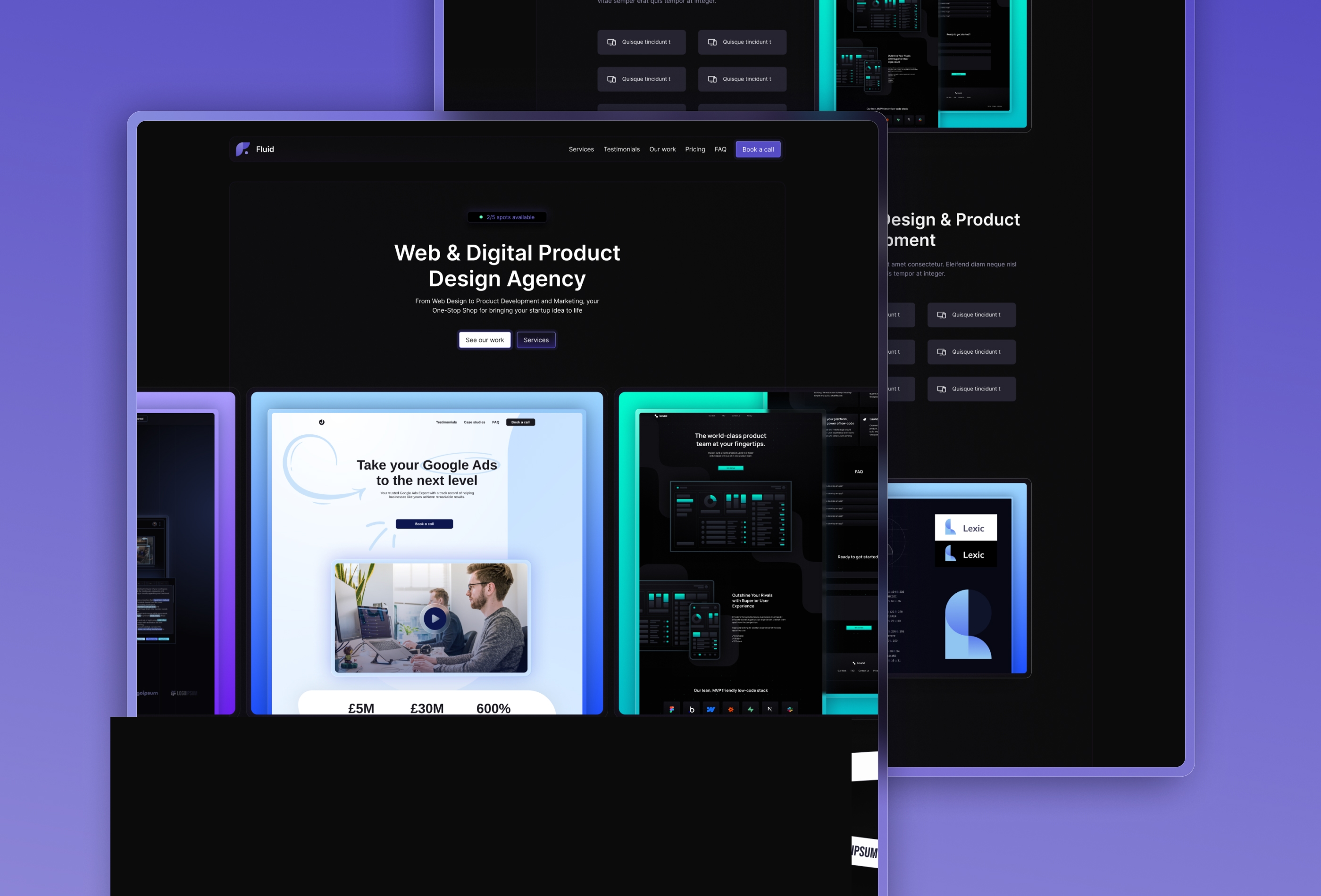Screenshot 2 for Fluid, a Framer Marketplace template by Alex Ciobotaru.