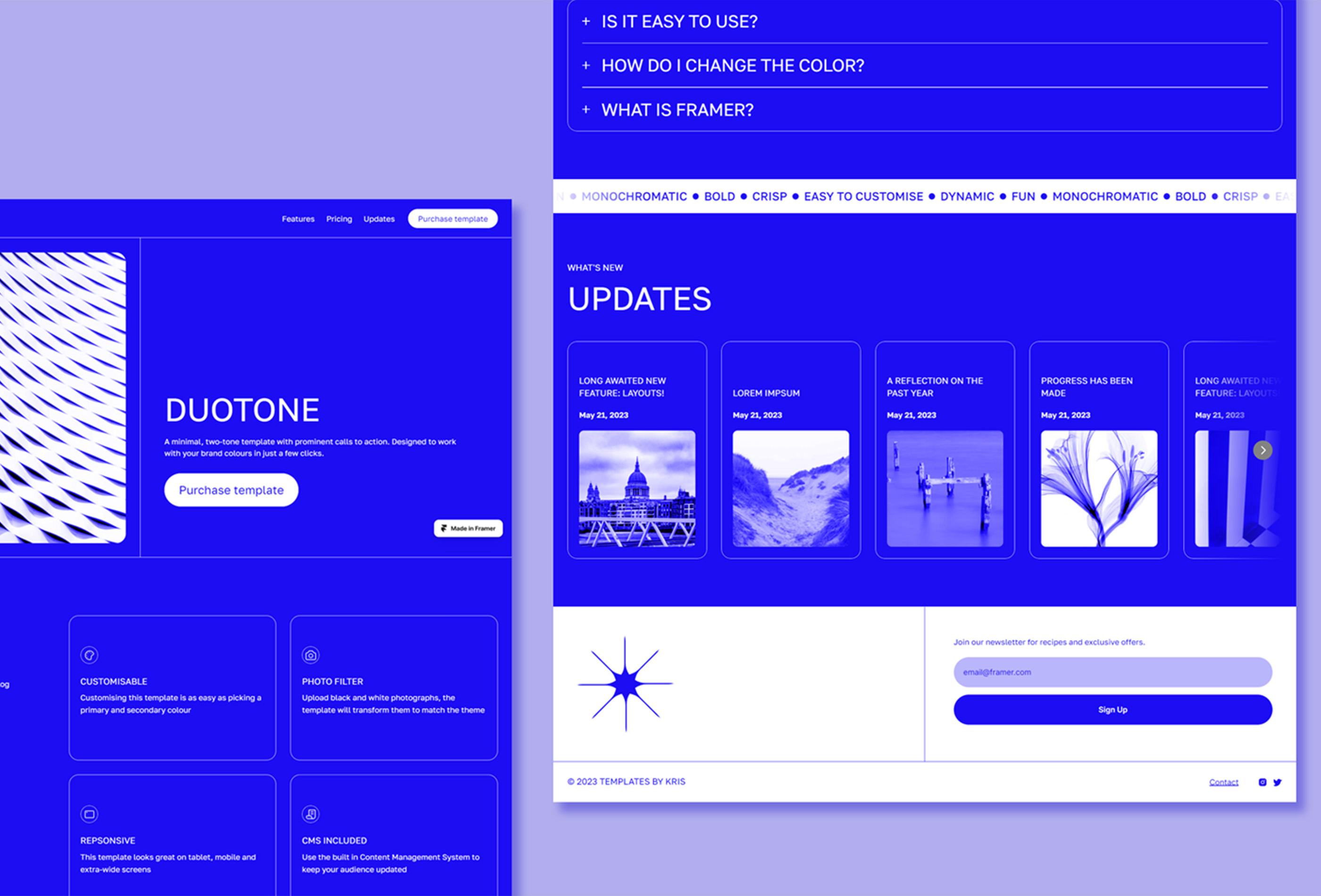 Screenshot 2 for Duo, a Framer Marketplace template by Kristina Iankova.