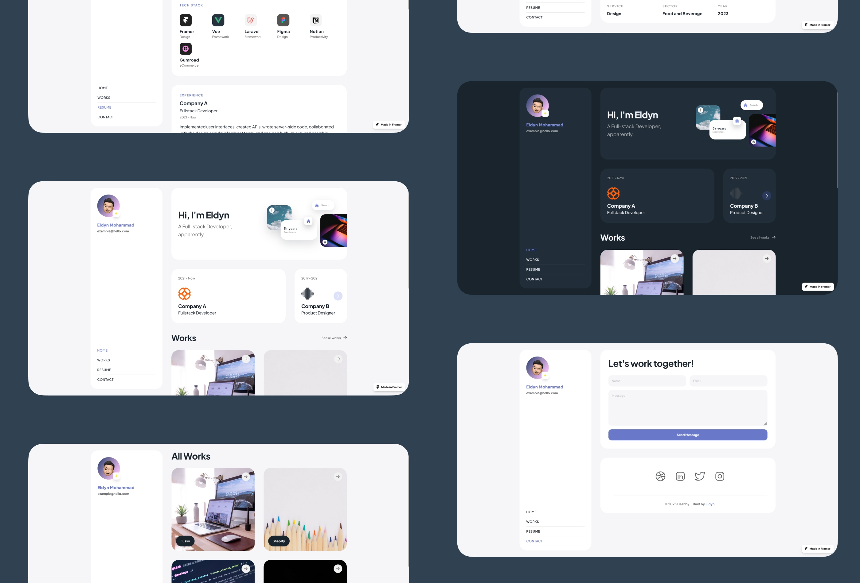 Screenshot 2 for Dashby, a Framer Marketplace template by Eldyn Mohammad.