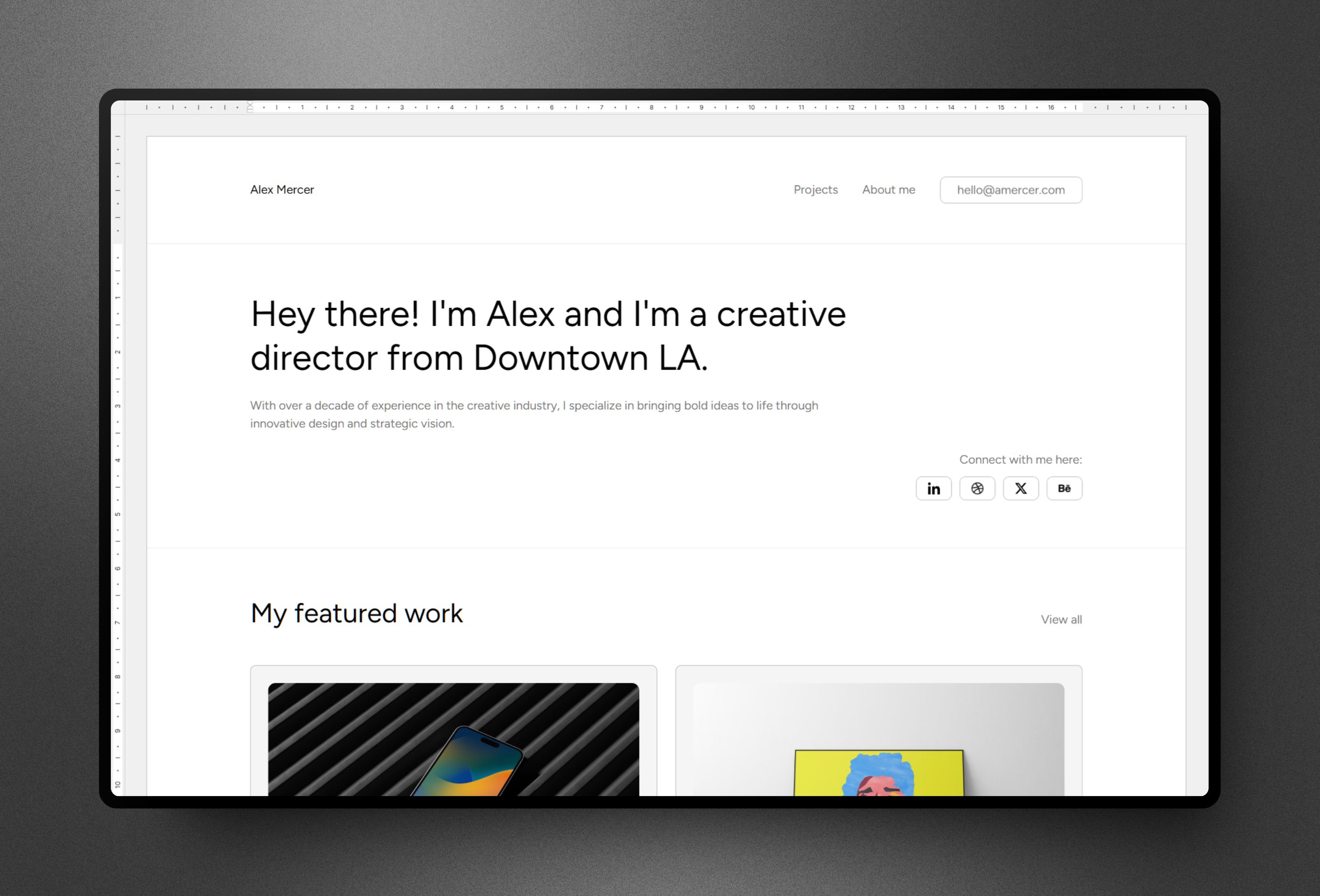 Screenshot 1 for MS WordFolio, a Framer Marketplace template by Krzysztof Hejna.