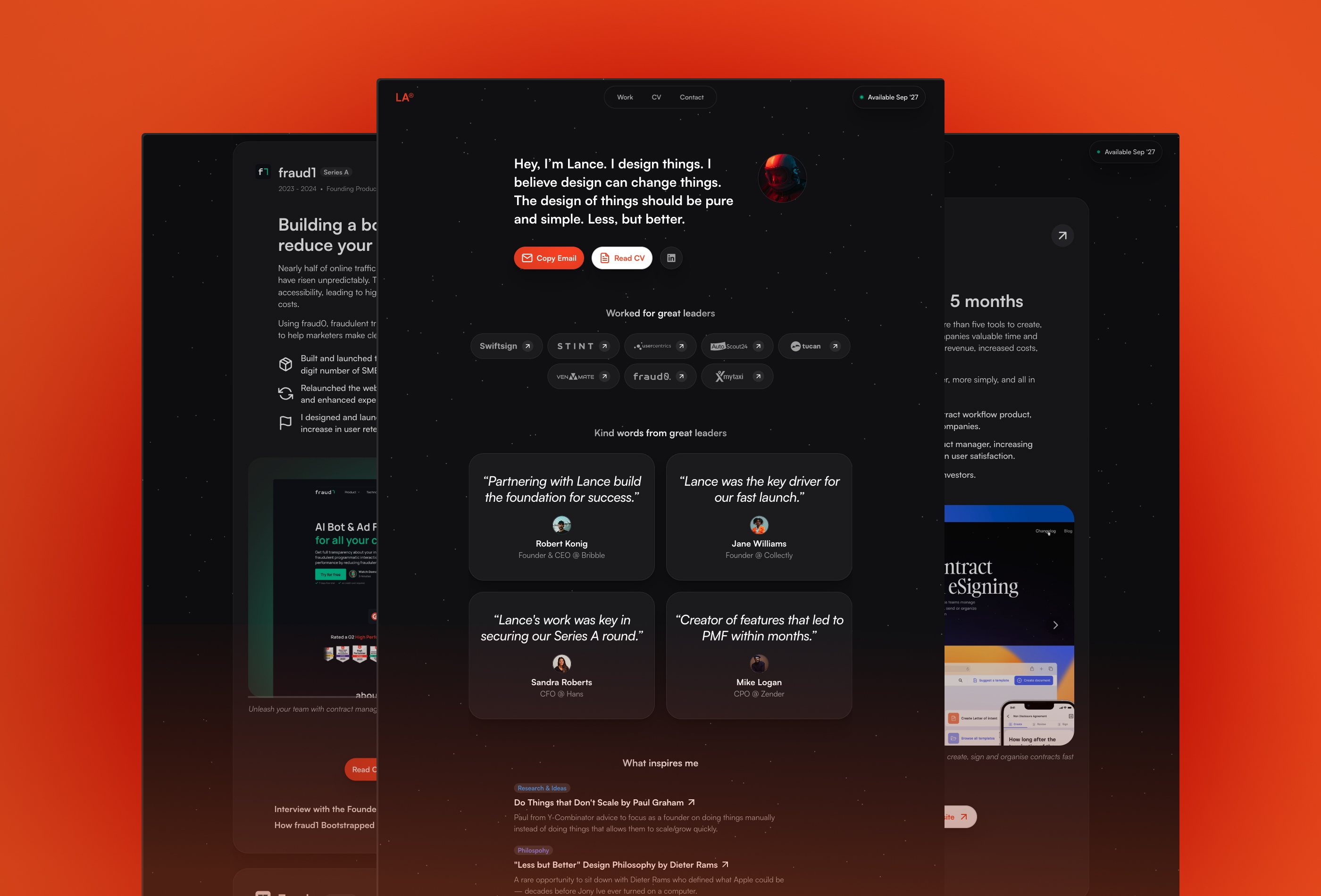 Screenshot 2 for Lance, a Framer Marketplace template by Alexander Michaelis.