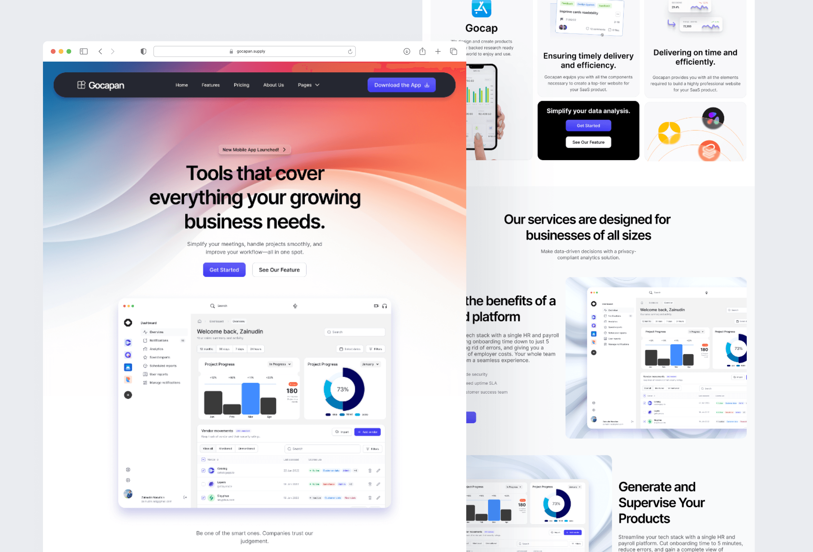 Screenshot 3 for Gocapan, a Framer Marketplace template by Kiki Bahrul.