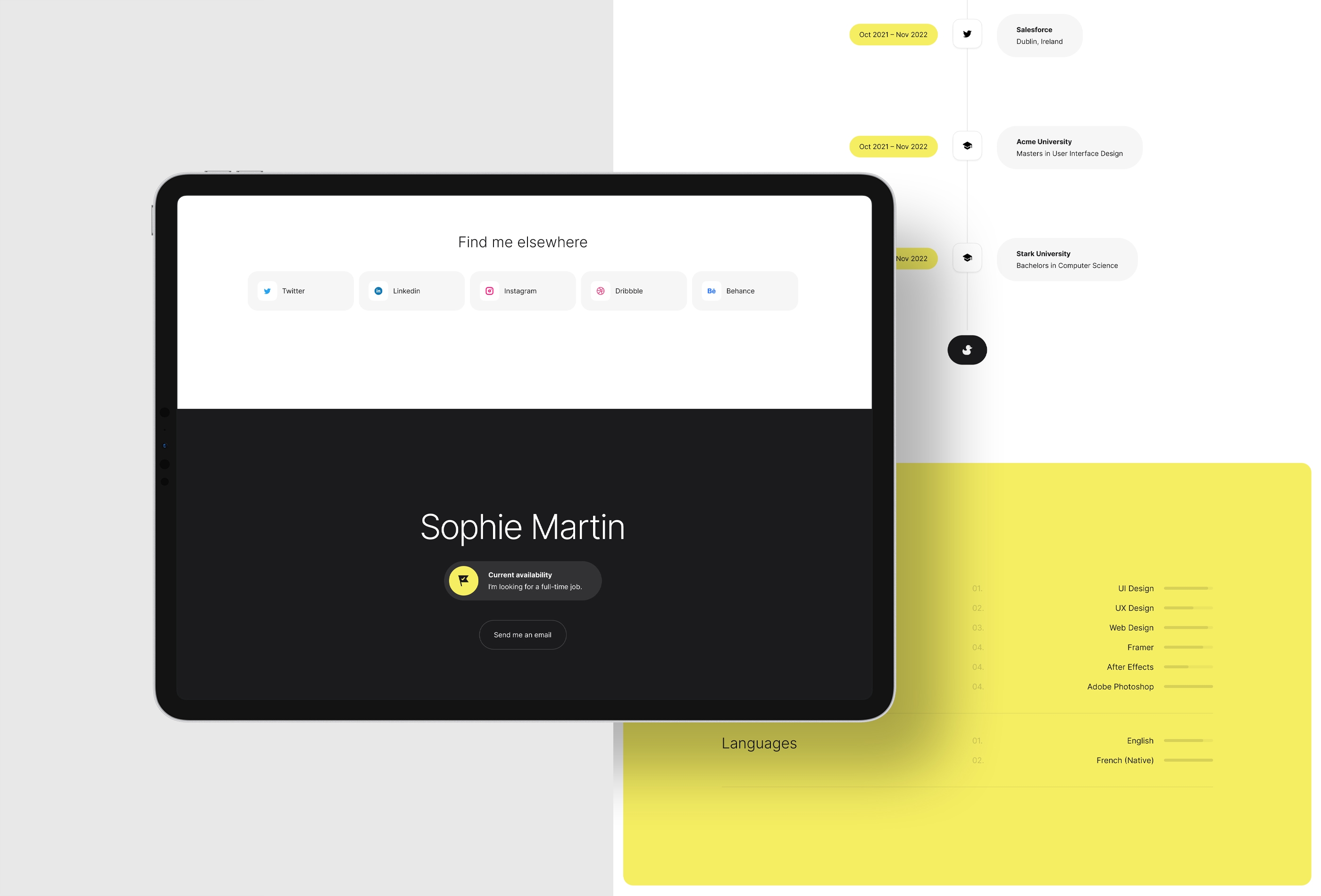 Screenshot 4 for Solide CV, a Framer Marketplace template by Art4web.