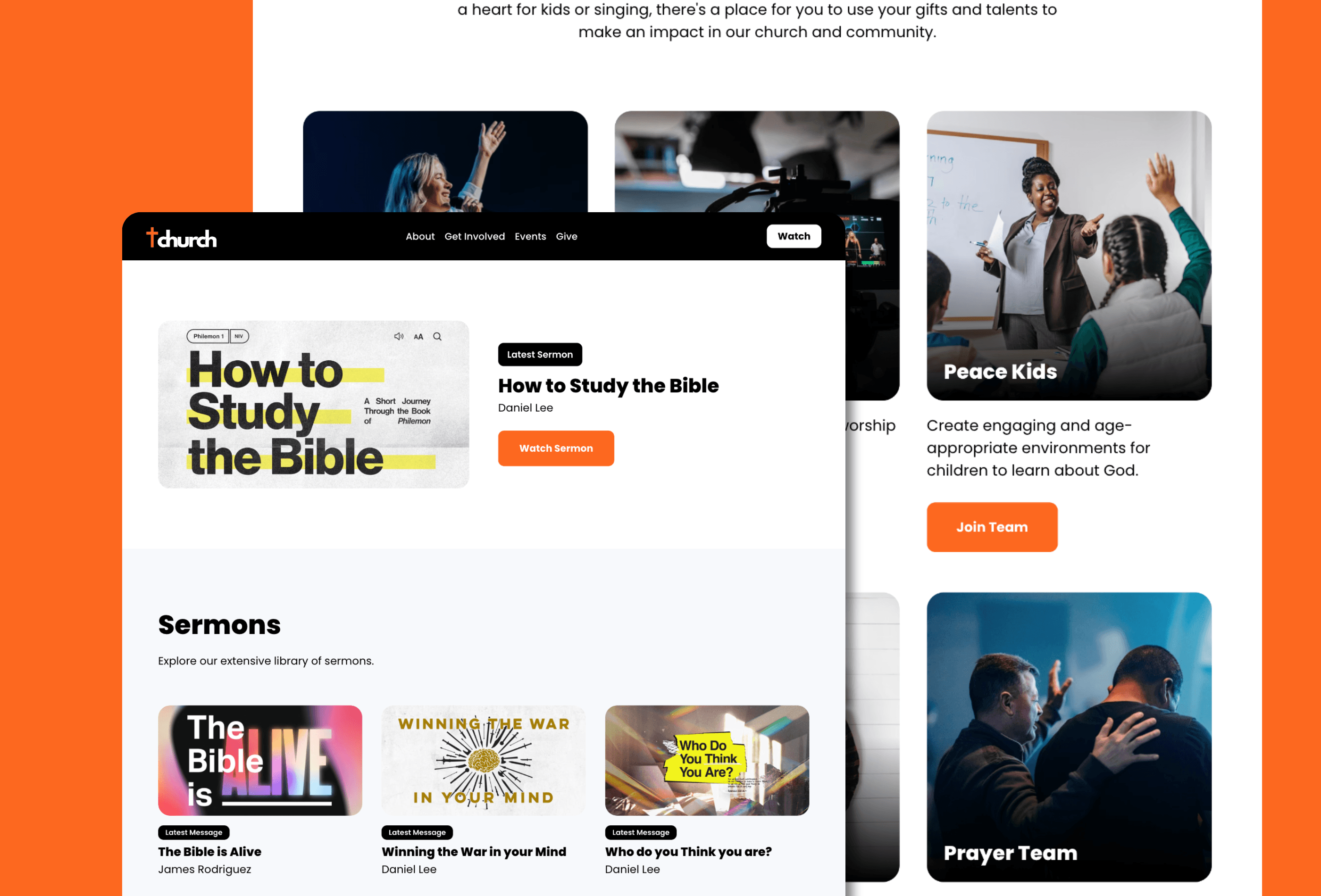 Screenshot 3 for Church, a Framer Marketplace template by Evan Smith.