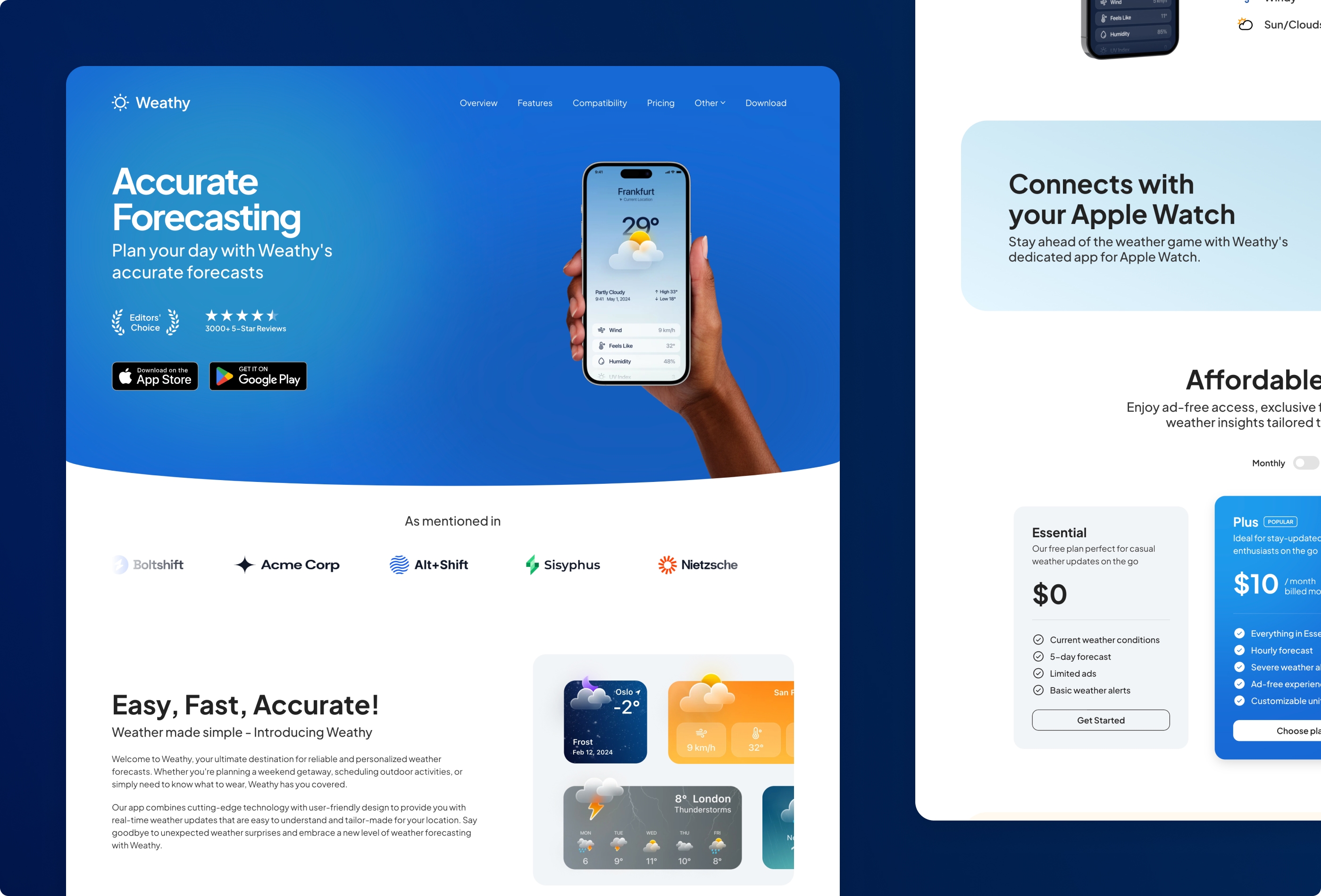 Screenshot 2 for Weathy, a Framer Marketplace template by Laborator.