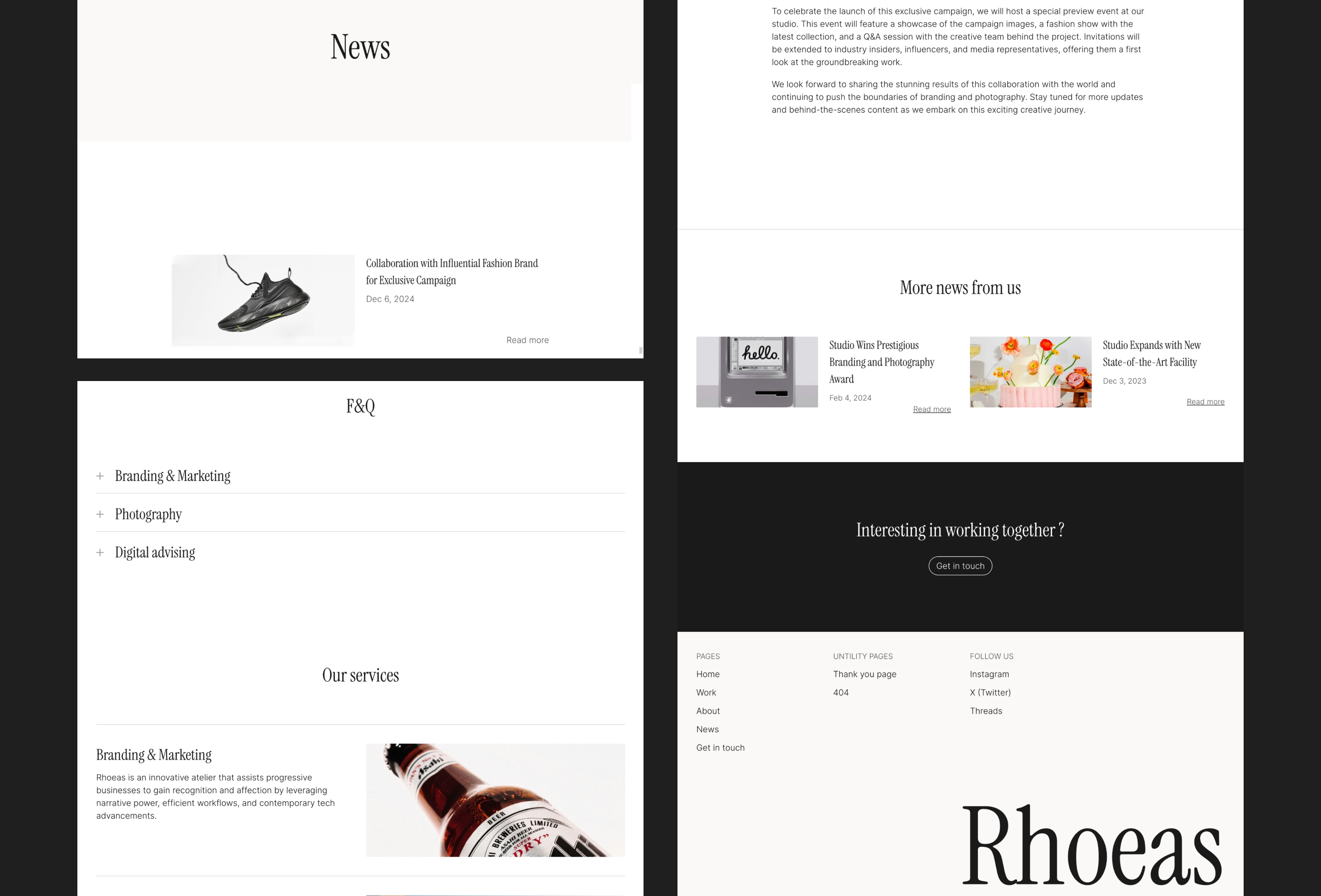 Screenshot 2 for Rhoeas, a Framer Marketplace template by Sun S..