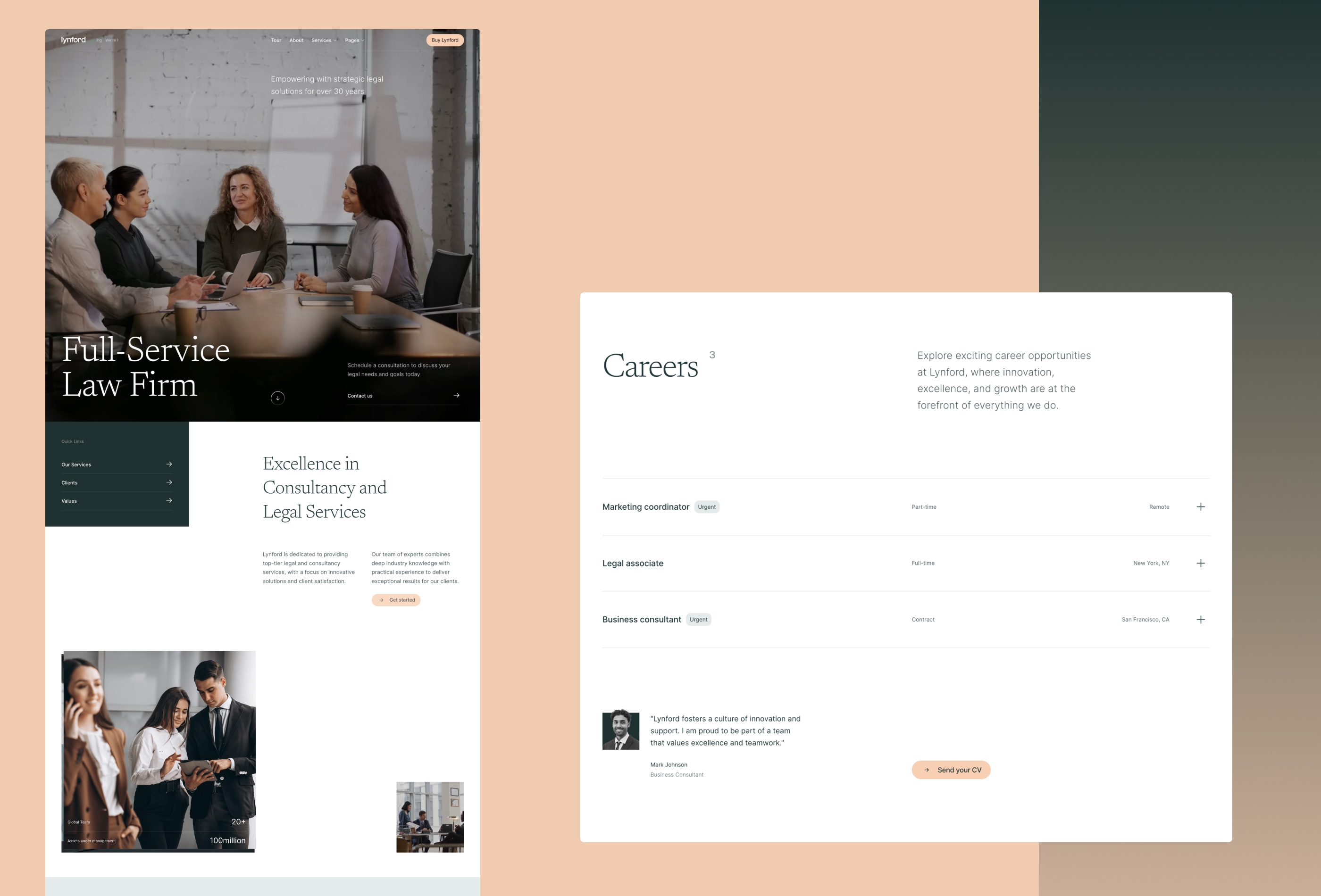 Screenshot 3 for Lynford, a Framer Marketplace template by Drew Builds.