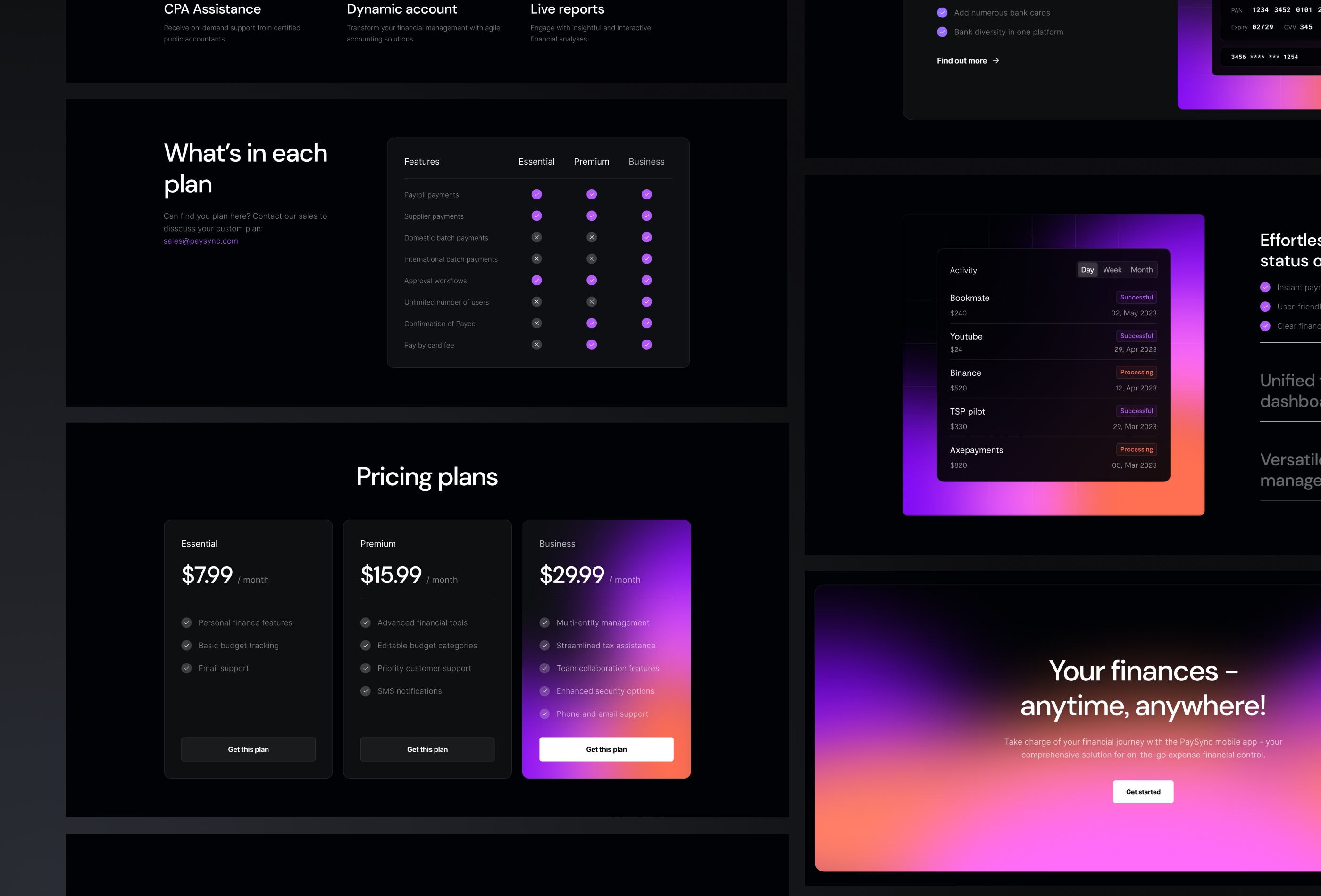 Screenshot 3 for Paysync, a Framer Marketplace template by Implse.