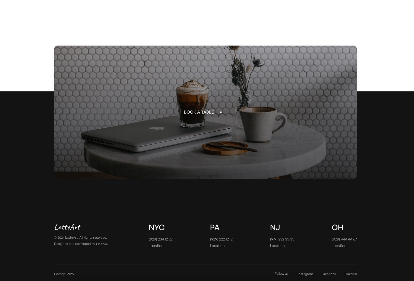 Screenshot 1 for Latteart, a Framer Marketplace template by Ogulsona Charyyeva.
