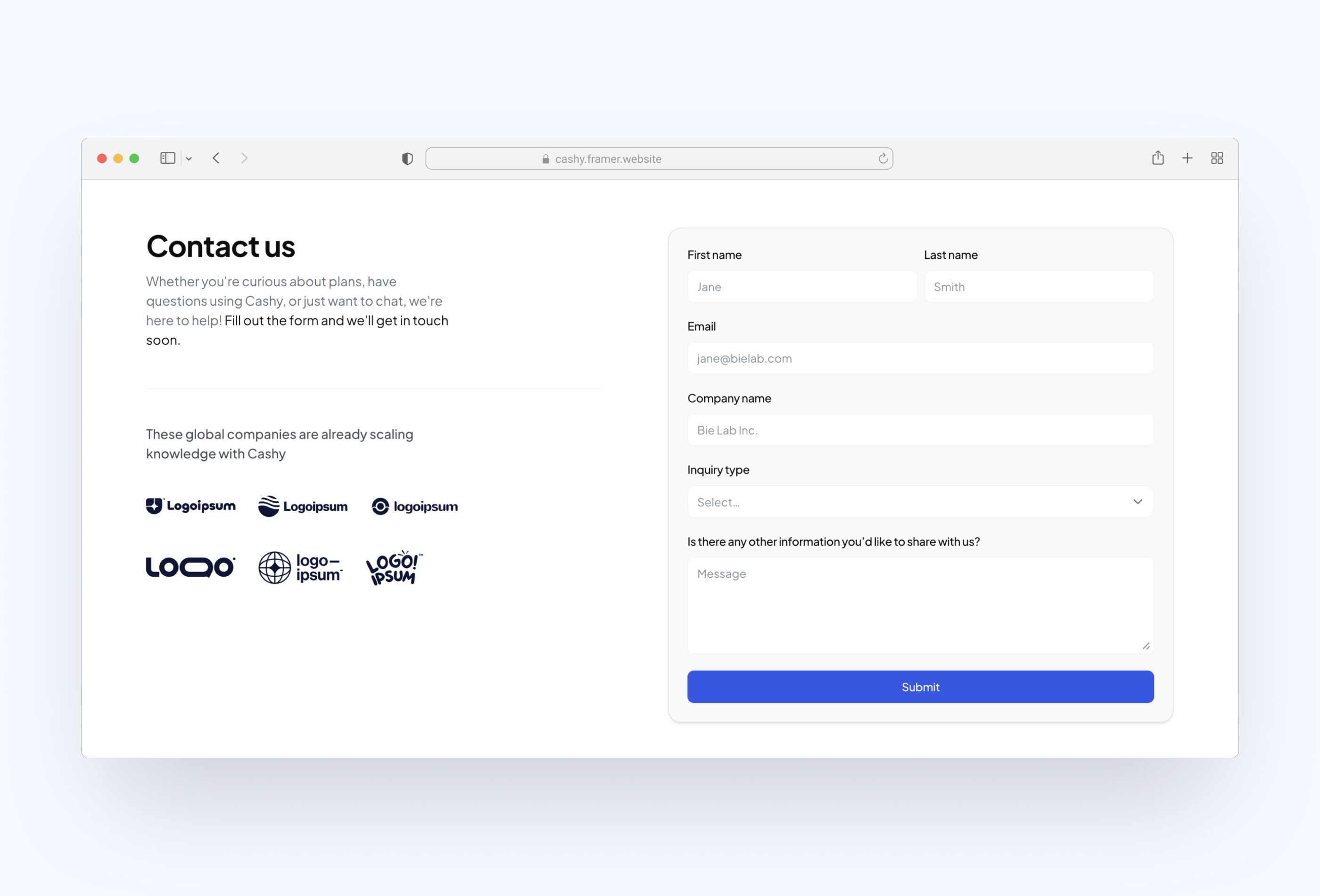 Screenshot 4 for Cashy, a Framer Marketplace template by Bie Lab.