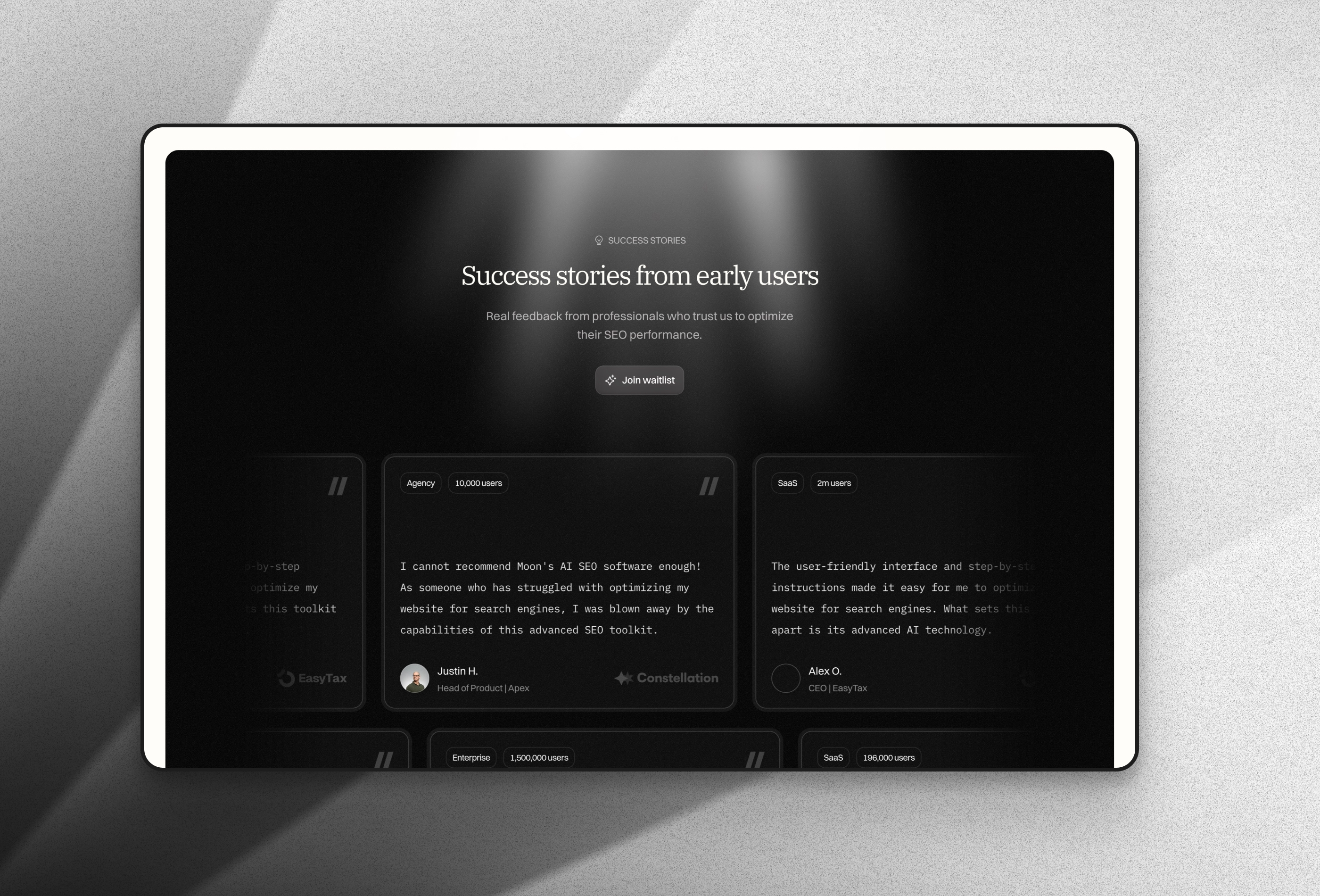 Screenshot 3 for Eau, a Framer Marketplace template by Akim.